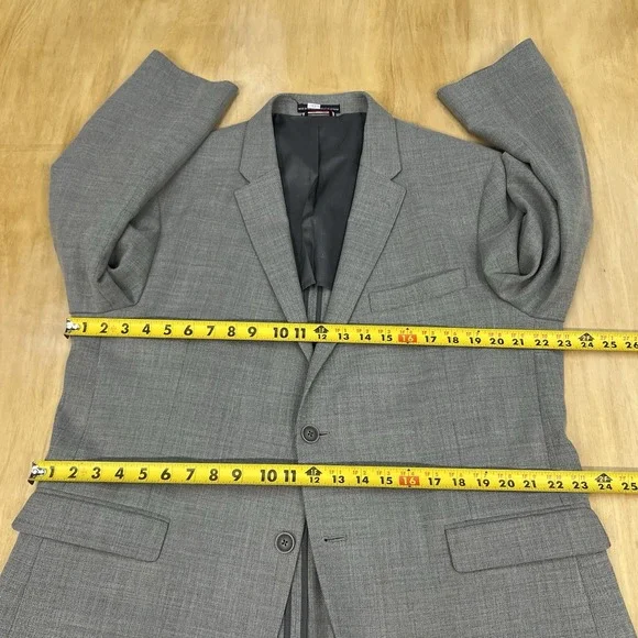 Tommy Hilfiger Hopsack Blazer Mens 46S Short Slim Fit Wool Blend Stretch Gray - Picture 8 of 11